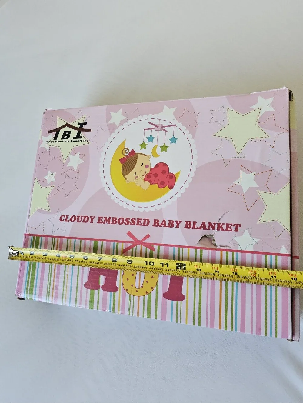 TBI Cloudy Embossed Baby Blanket Pink Bunny Moon 110 X 140 cm NIB